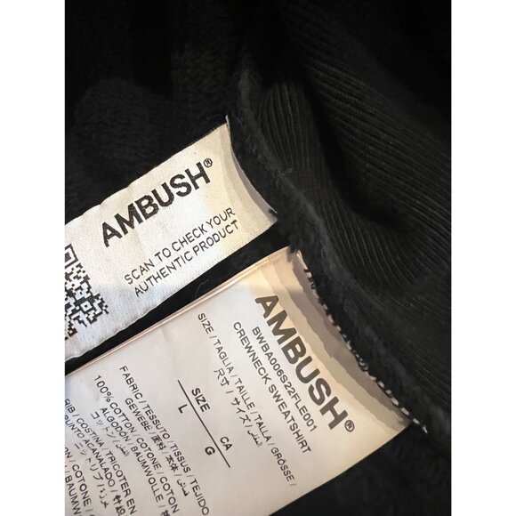 AMBUSH LOGO CREW NECK BLACK SWEATSHIRT SIZE L - Picture 9 of 9